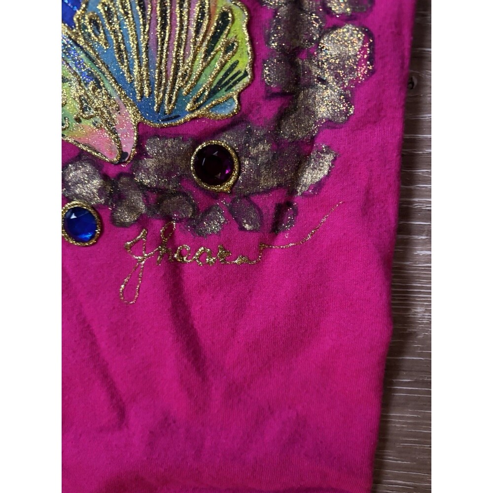 VTG ARTIST PUFF PAINTED SIGNED UNDERWATER GRAPHIC PINK SINGLE STITCH T-SHIRT M - Picture 4 of 6